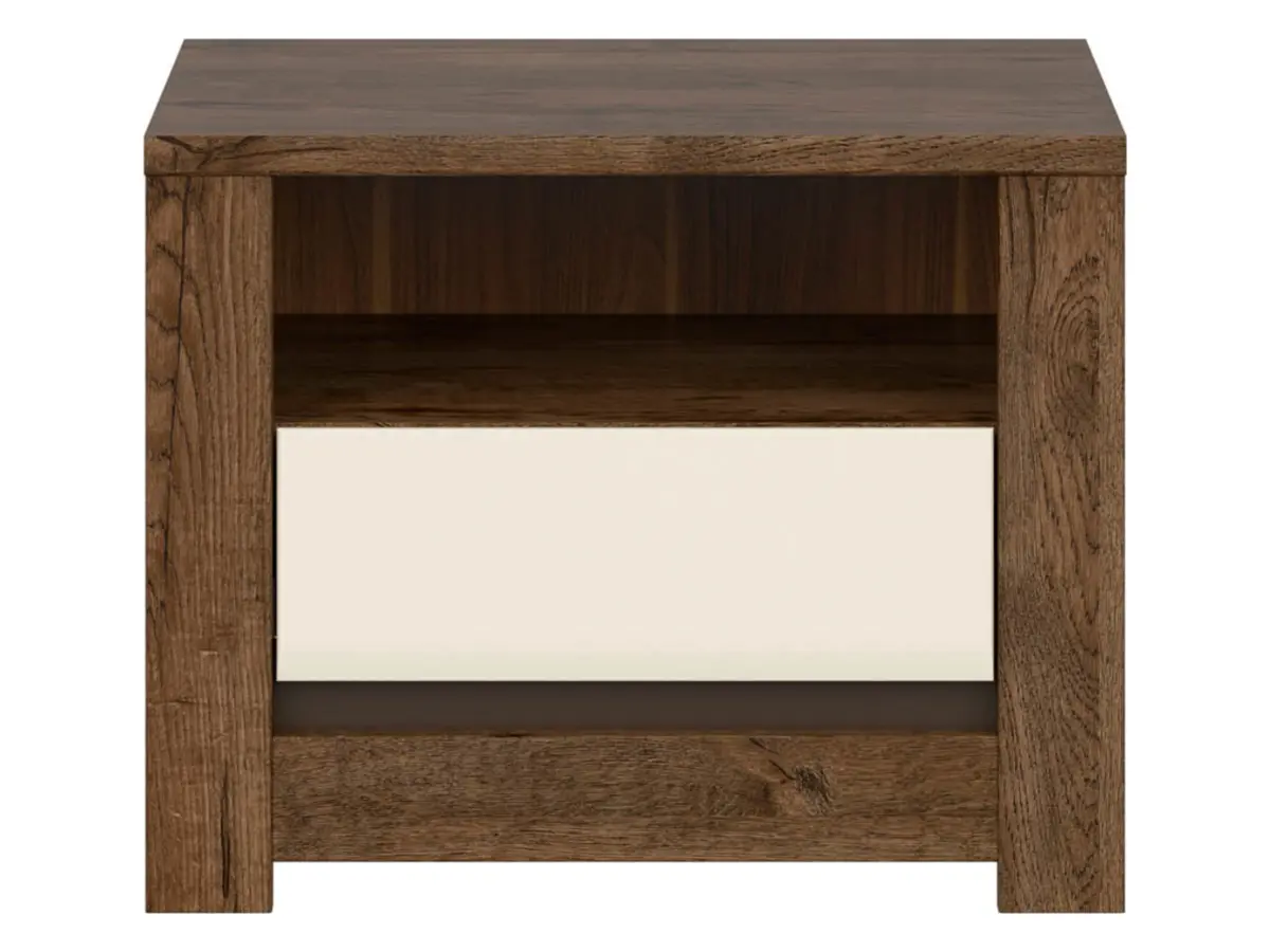 Mesita de noche Ruso 54 cm con cajón roble april/brillo perlado