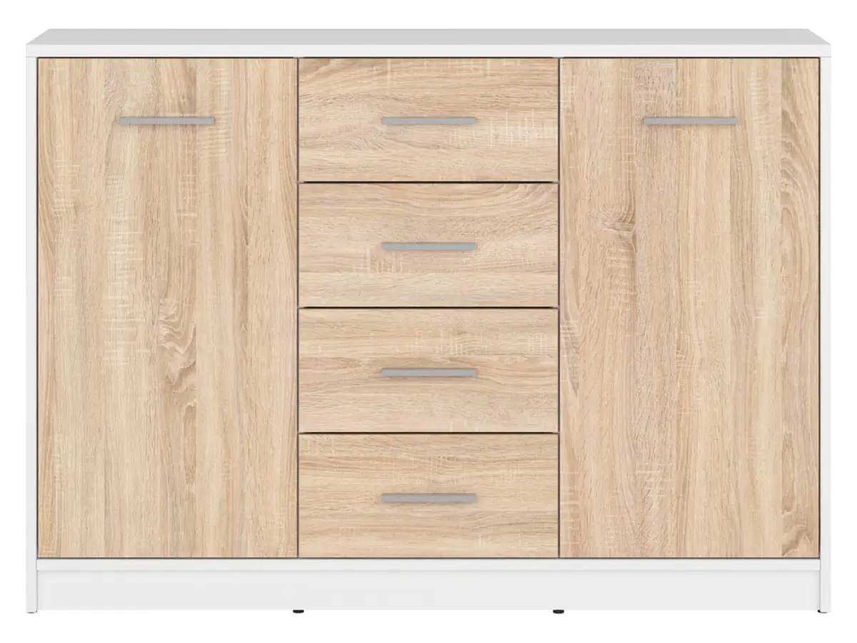 Cómoda Nepo Plus 119 cm con 2 puertas y 4 cajones blanco/roble sonoma