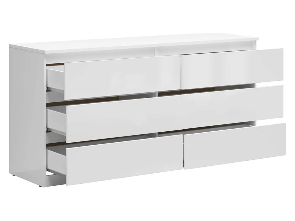 Cómoda Tetrix 150 cm con 6 cajones blanco brillo