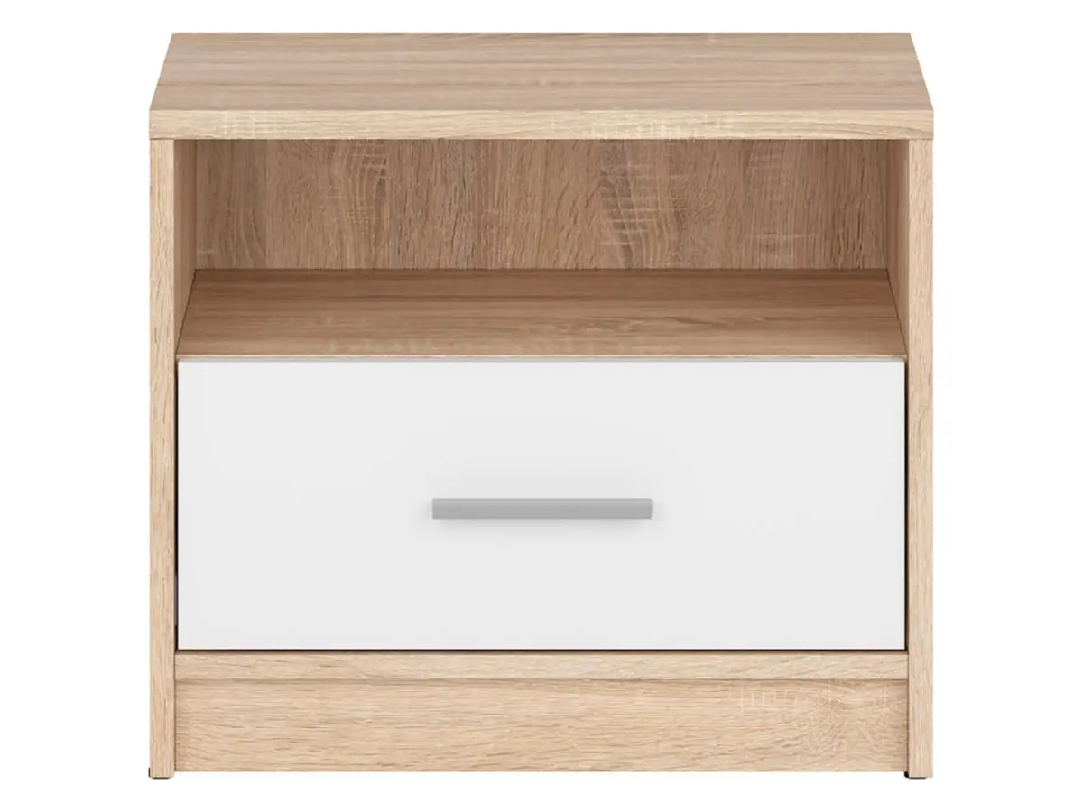 Mesita de noche Nepo Plus 49 cm con cajón roble sonoma/blanco