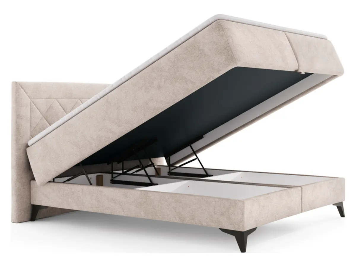 Cama continental Zalea 160x200 con arcón beige