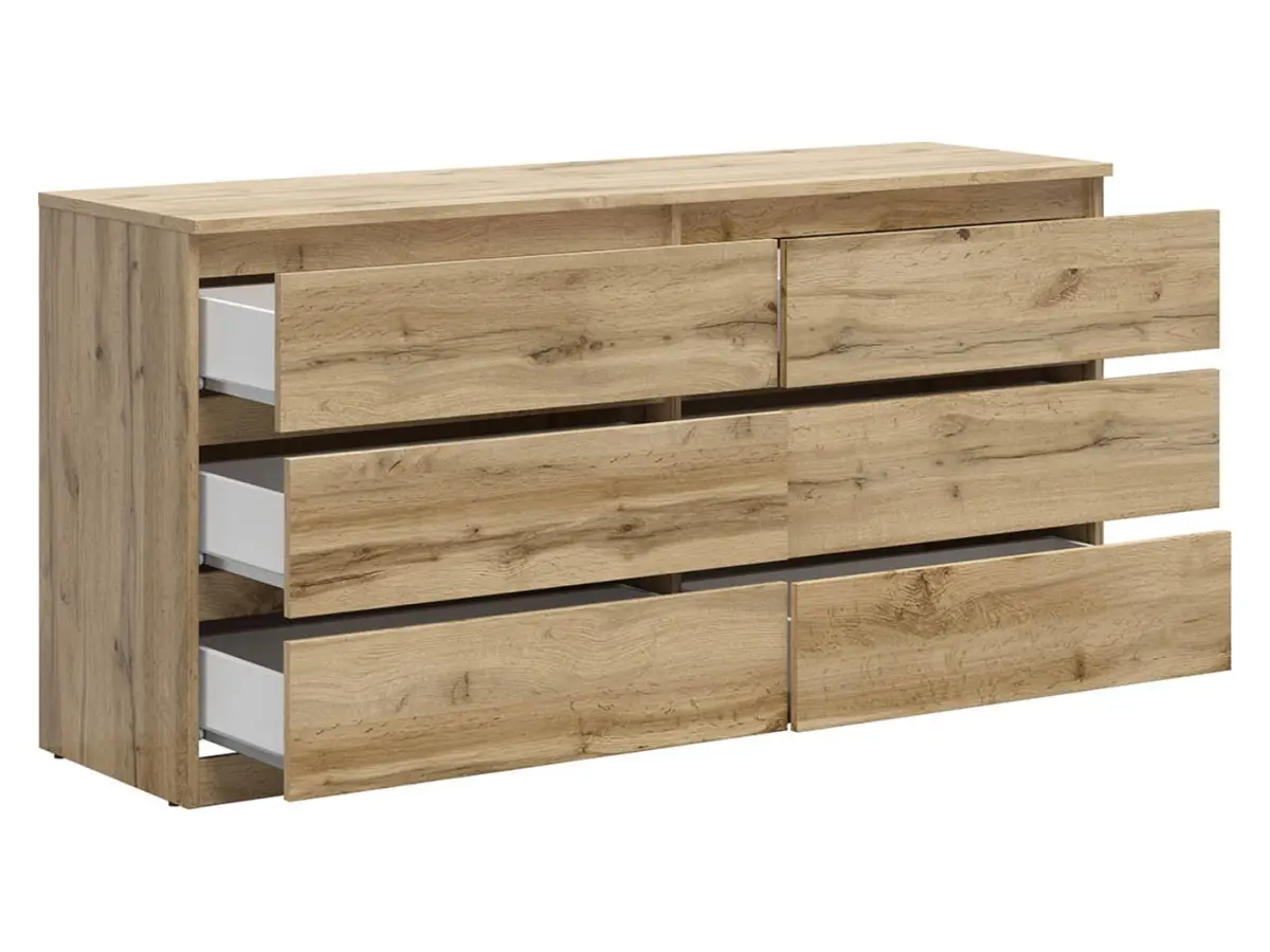 Komoda Tetrix 150 cm z 6 szufladami dąb wotan