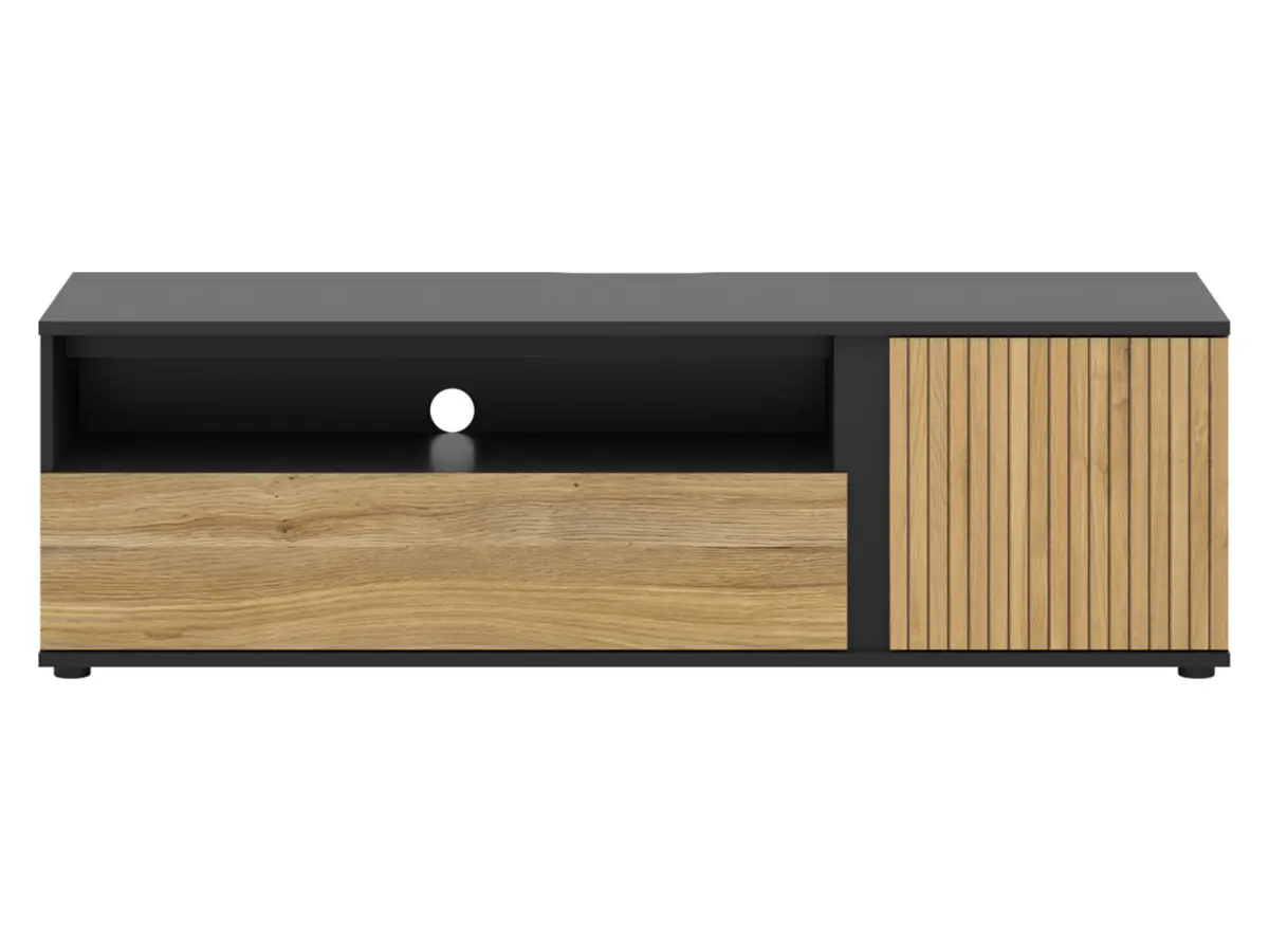 Mueble RTV Luen 155 cm con puertas y cajón roble tegola/roble mauvella