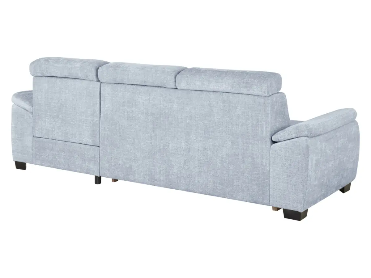 Sofá rinconera derecha Aguda convertible con arcón azul