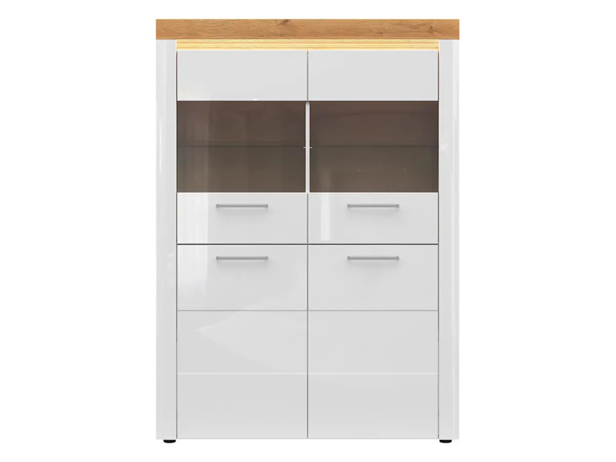 Vitrina Horton 119 cm con 4 puertas blanco brillo