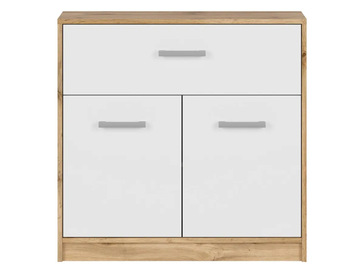 Cómoda Matos 80 cm con 2 puertas y un cajón roble wotan/blanco