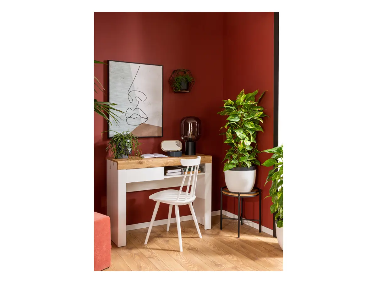 Tocador Holten 106 cm con cajón y estante blanco brillo