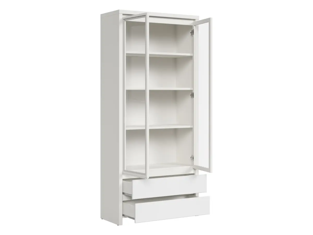 Vitrina Kaspian 90 cm con 2 puertas y 2 cajones blanca