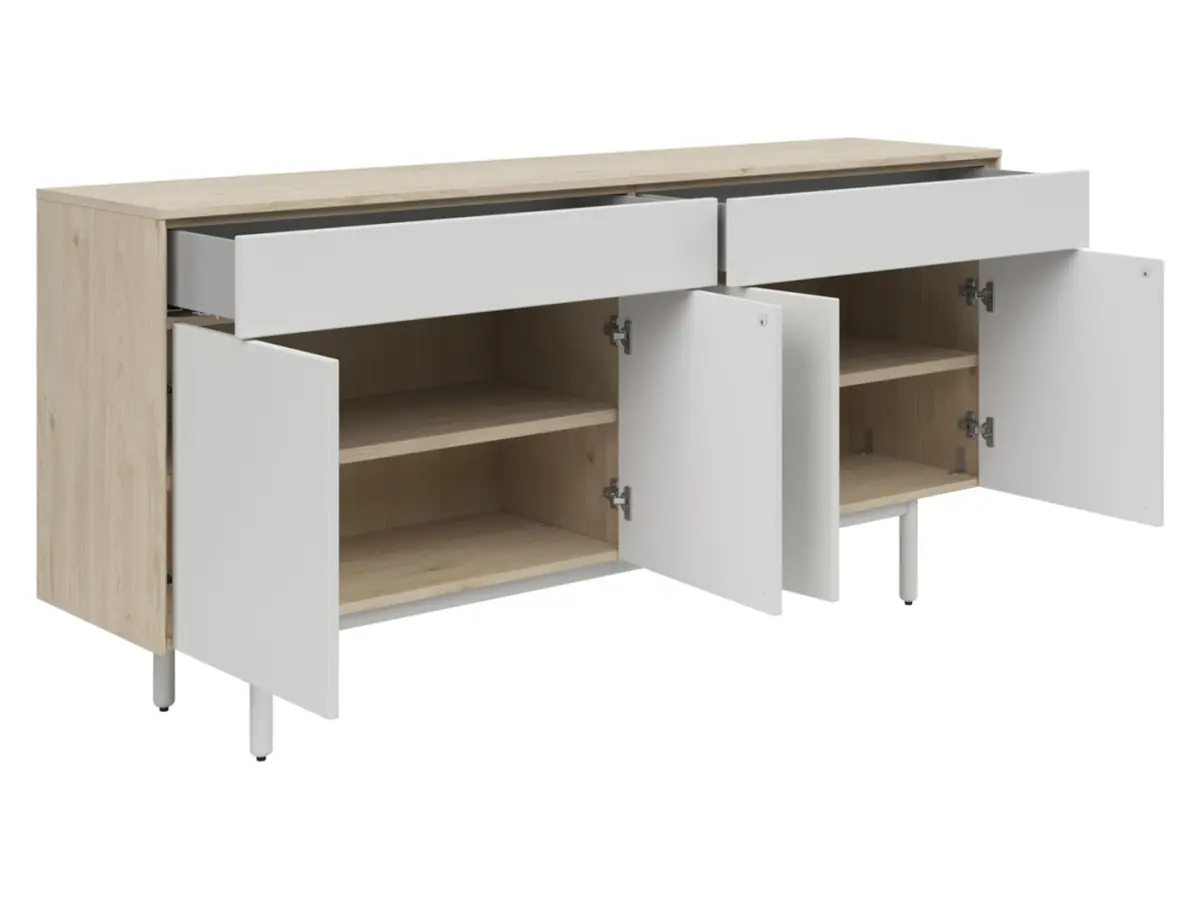 Комод Ema 180 см с 4 дверцами и 2 ящиками jackson hickory/светло-серый