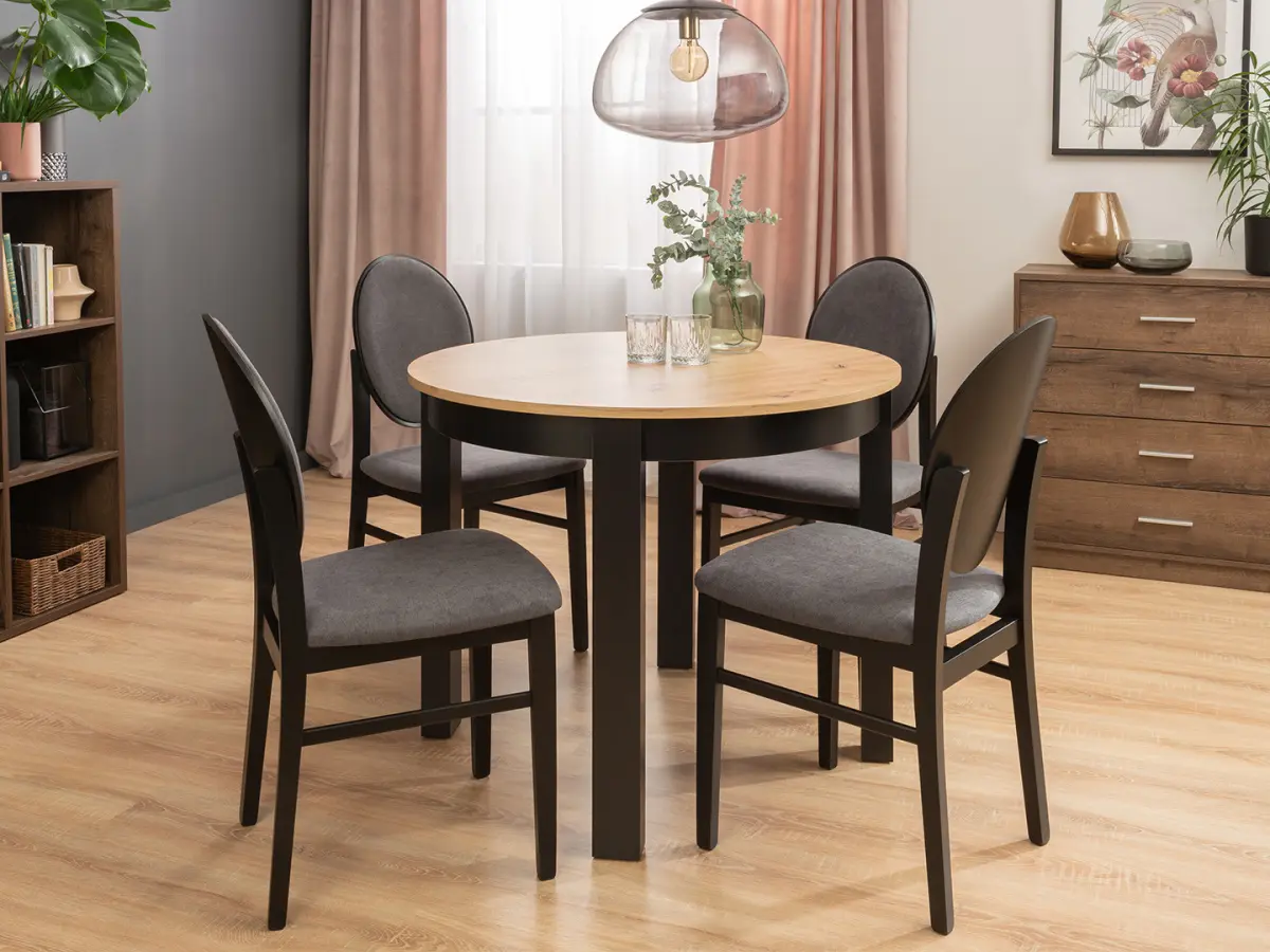 Mesa extensible Bernardin NEO 100-176/76 roble artisan/negro