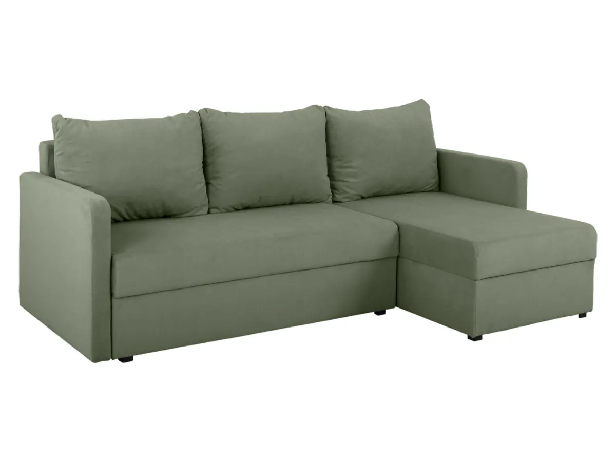 Sofá rinconera universal Imros convertible con arcón verde