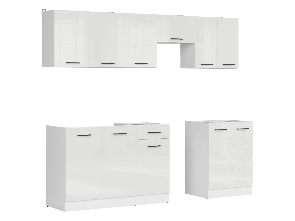 Кухонный гарнитур Junona Line 230 см меловой глянец без столешницы