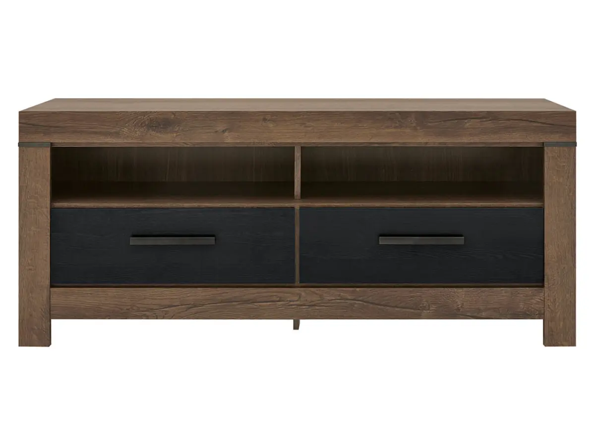 Mueble RTV Balin 140 cm con 2 cajones y estante roble monastery/negro