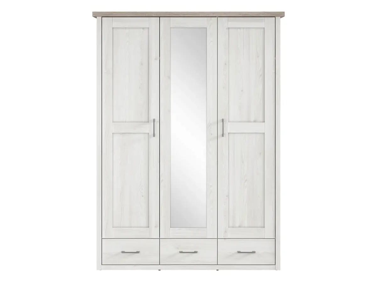 Armario de tres puertas Luca Juzi con espejo y cajones alerce sibiu claro