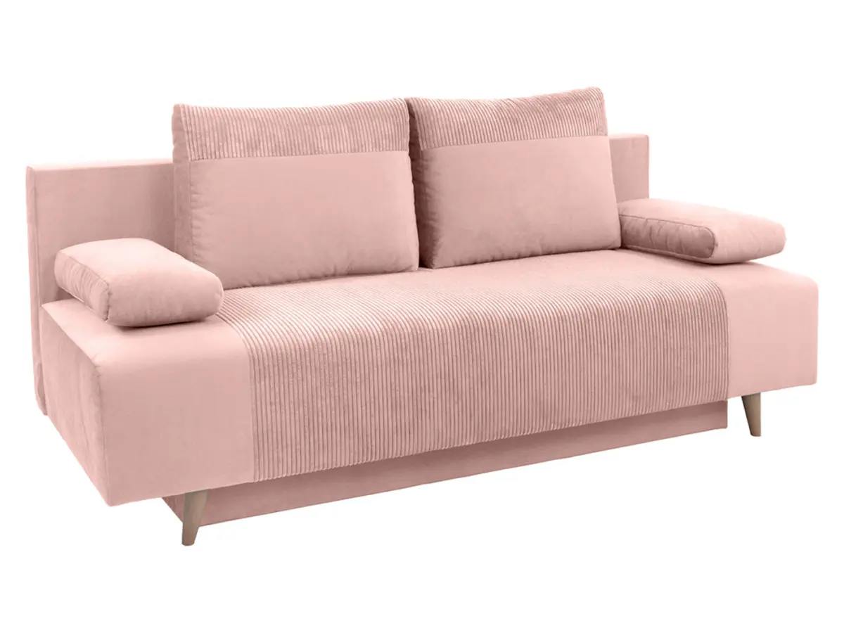 Sofá cama de tres plazas Leon con arcón rosa