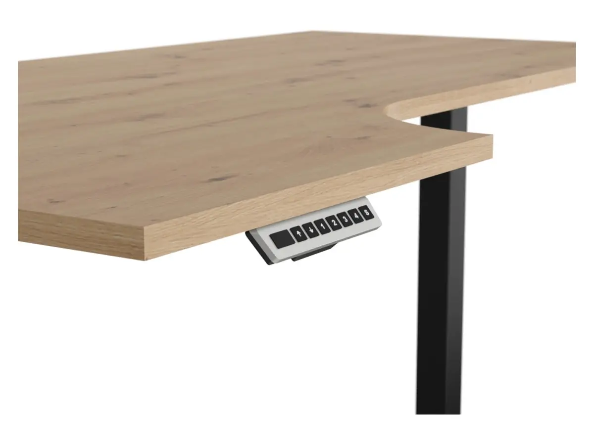 Escritorio de esquina con regulación eléctrica Space Office 140 cm izquierdo roble artisan