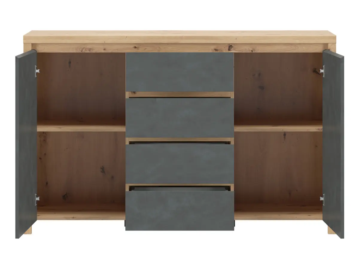 Cómoda Larios 143 cm con 2 puertas y 4 cajones roble artisan/matera