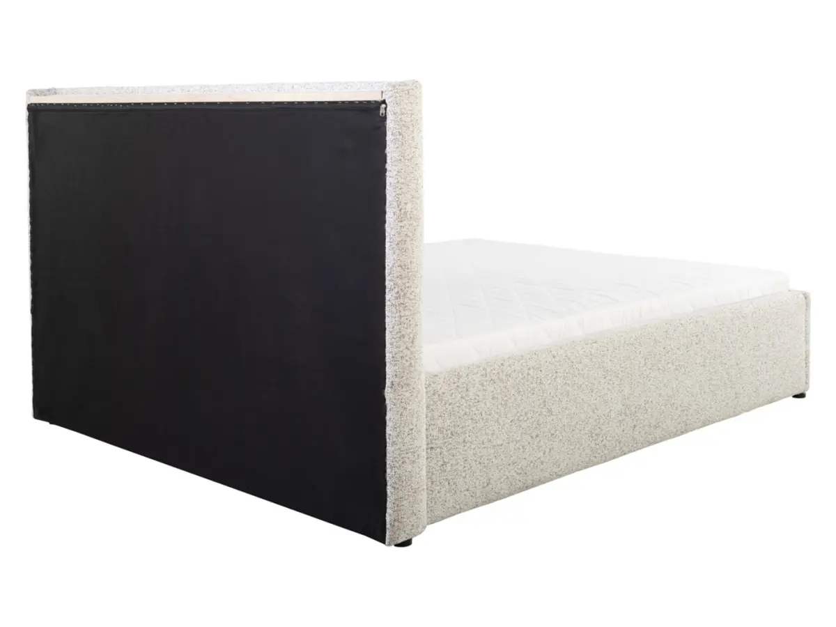 Cama tapizada Tripo 160x200 con somier y arcón beige