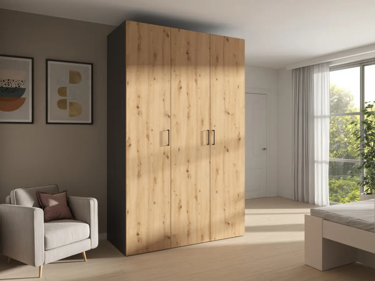 Armario modular Flex 150 cm con 3 puertas grafito/roble artisan
