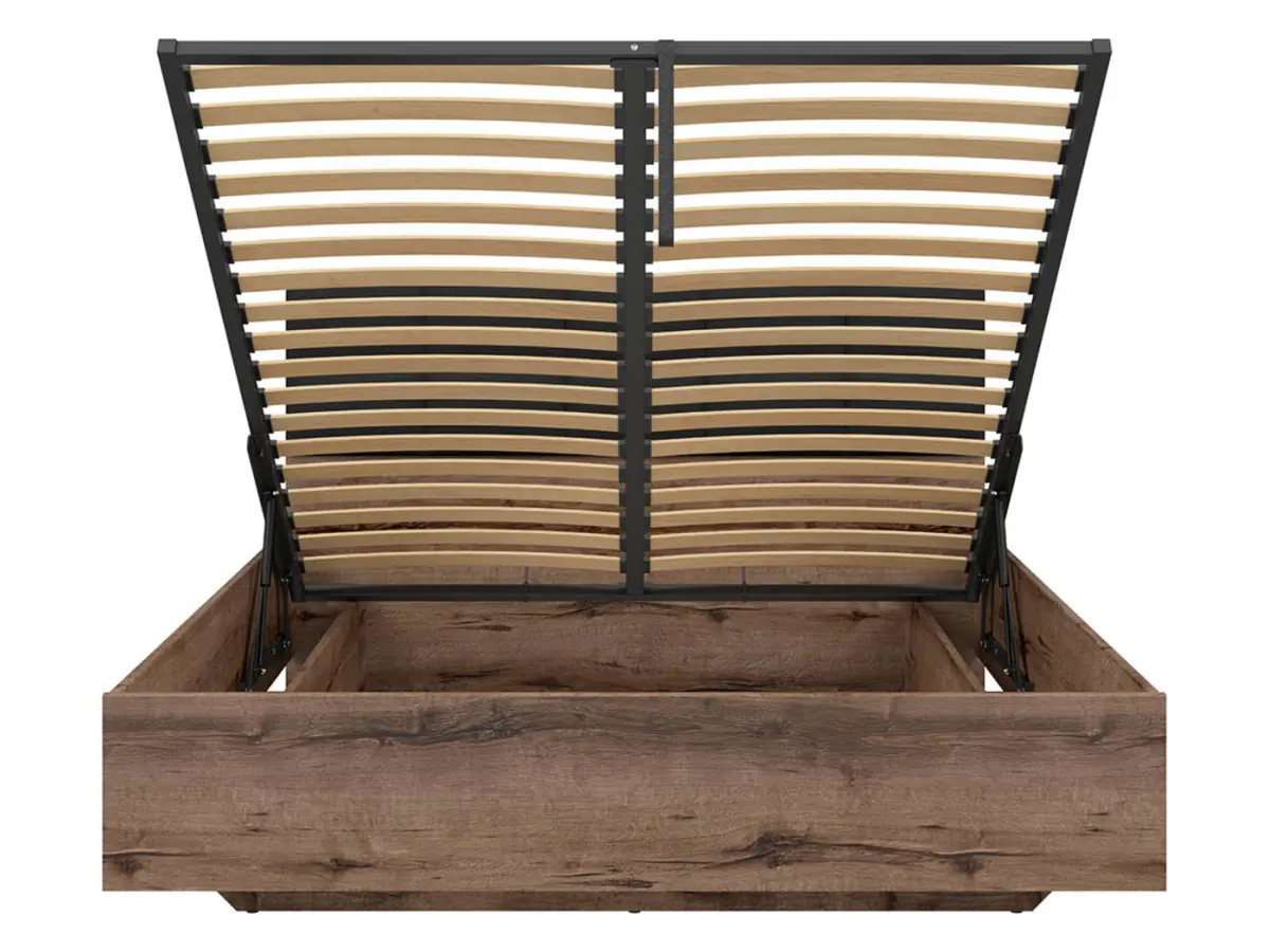 Cama Kassel B1 180x200 con somier y contenedor roble monastery