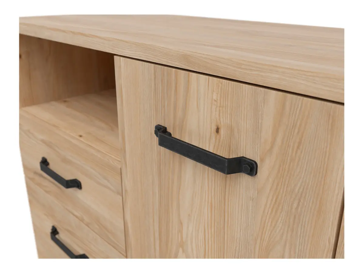 Cómoda Lara 130 cm con 2 puertas 3 cajones y estante fresno belarus