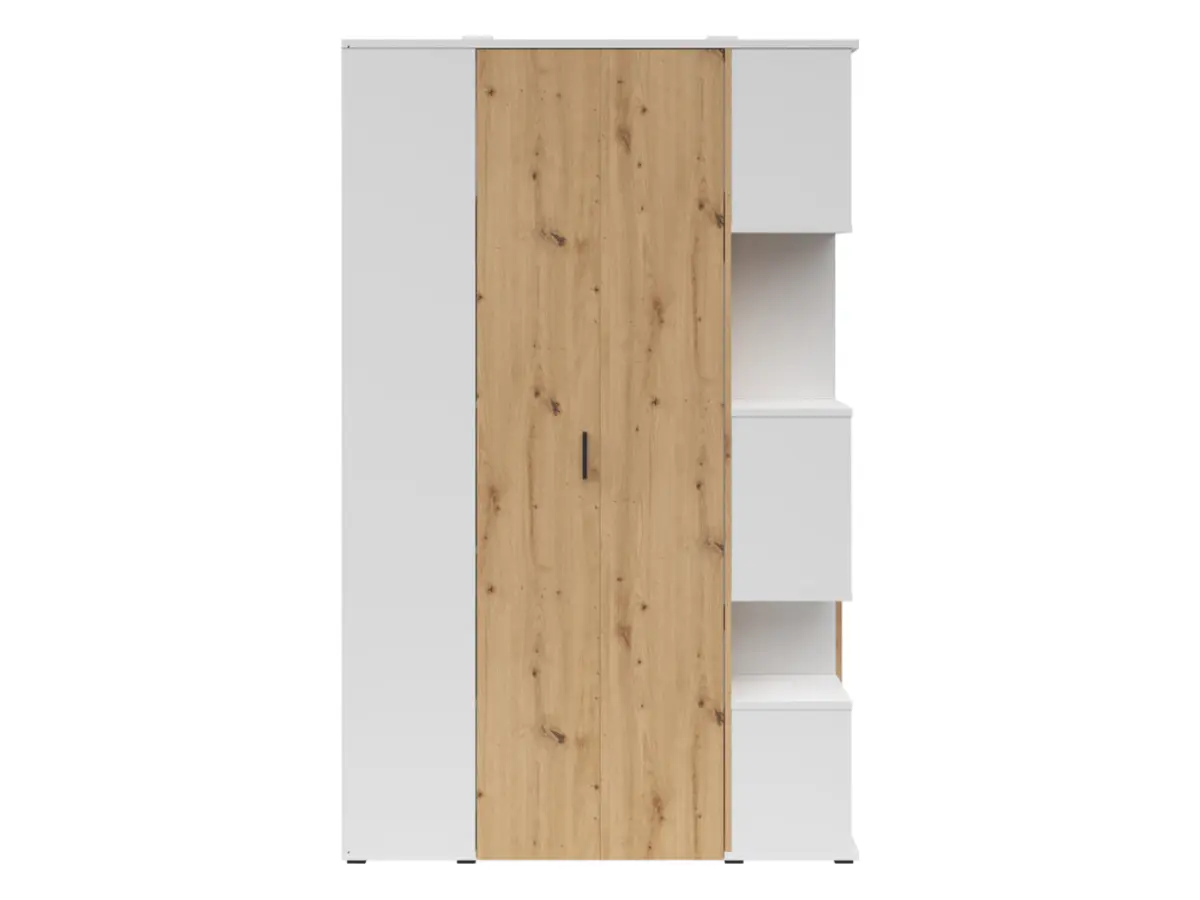 Armario de esquina izquierdo Homeland 136 cm vestidor con 2 puertas y 3 cajones blanco/roble artisan