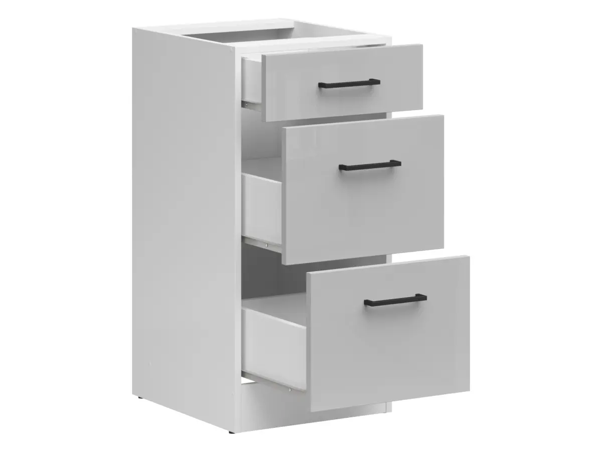 Armario de cocina inferior Junona Line 40 cm con cajones gris claro brillo