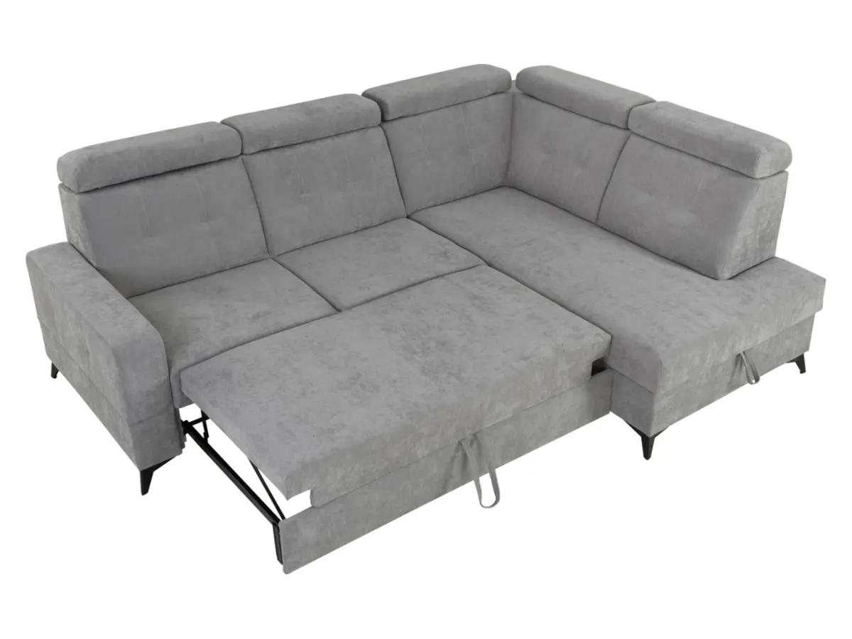 Угловой диван правосторонний Amado раскладной с ящиком серый