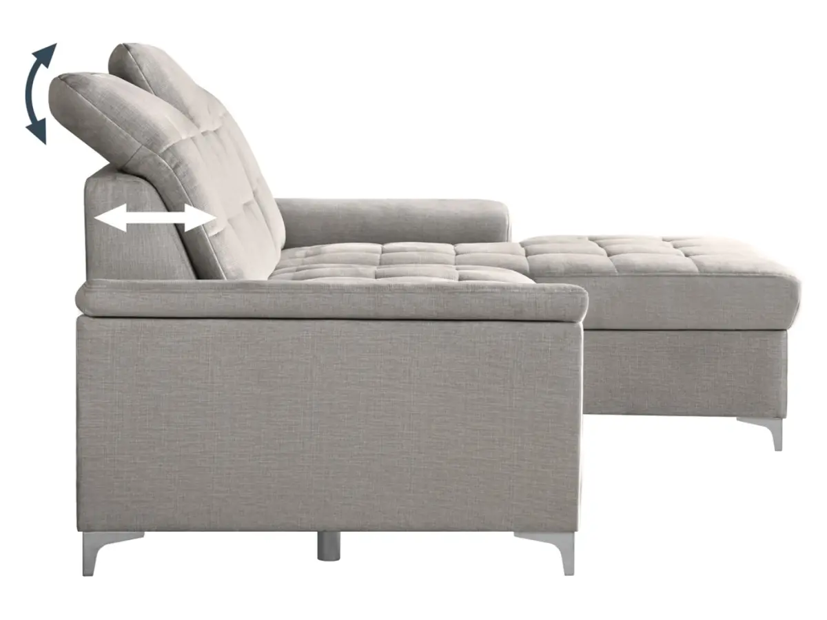 Sofá rinconera derecho Ariado convertible con arcón de terciopelo beige