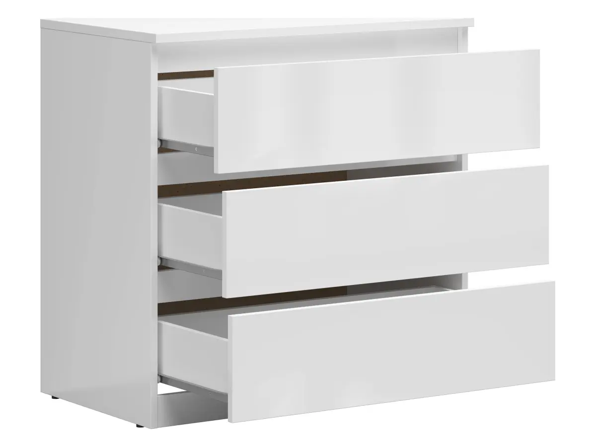 Cómoda Tetrix 75 cm con 3 cajones blanco brillo