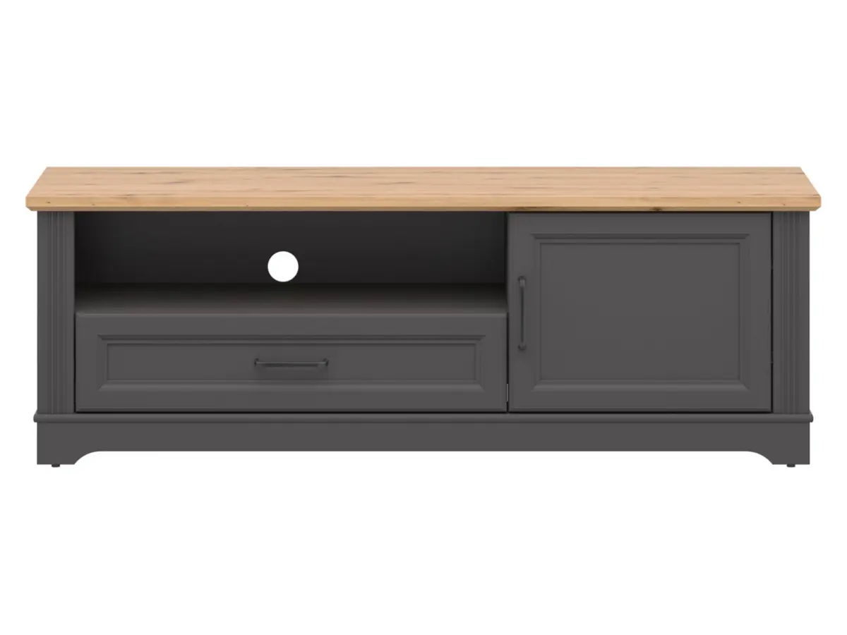 Mueble RTV Tolmin 150 cm con puertas y cajón grafito/roble artisan