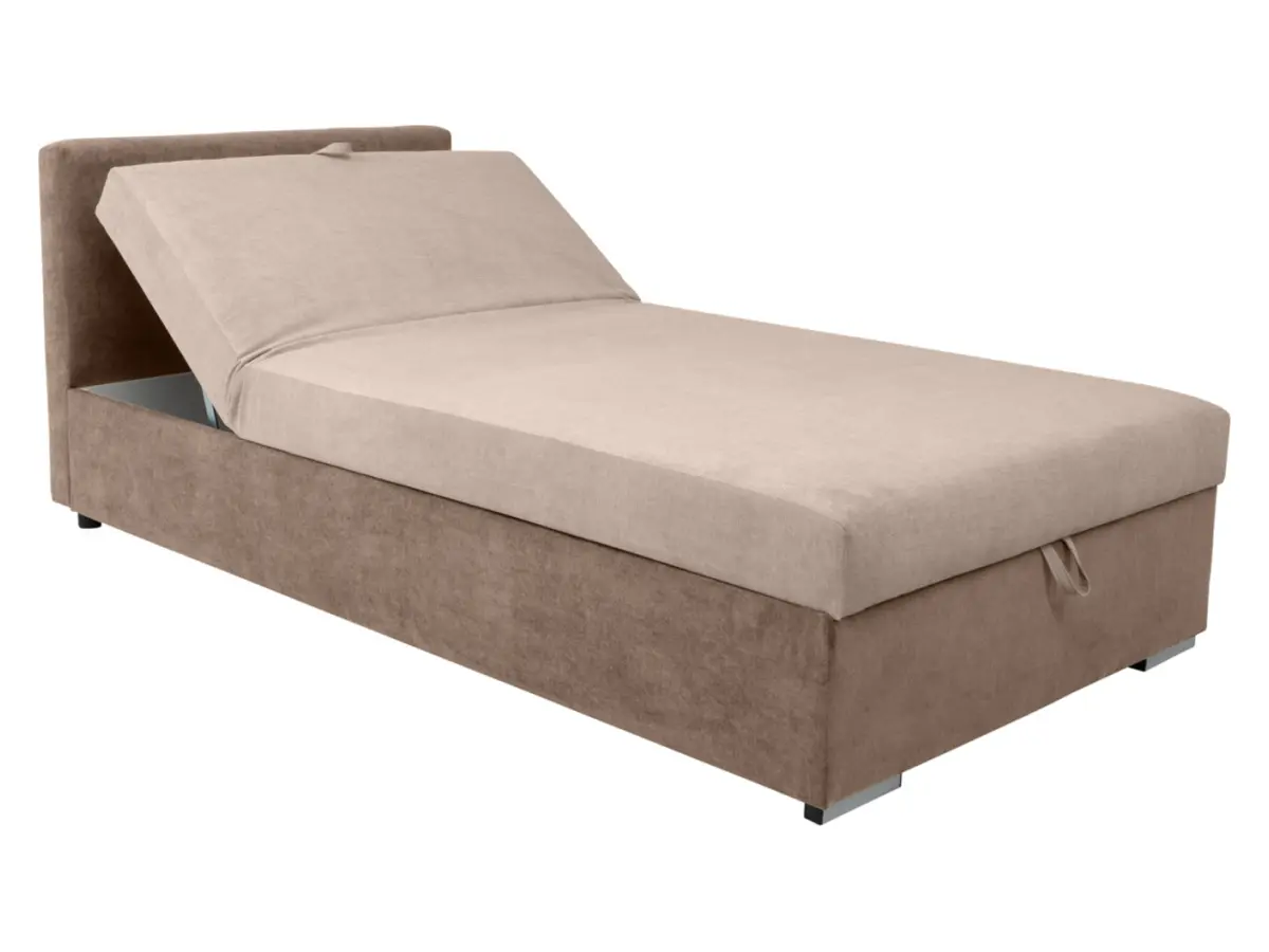 Sofá cama Rico con arcón y respaldo ajustable beige