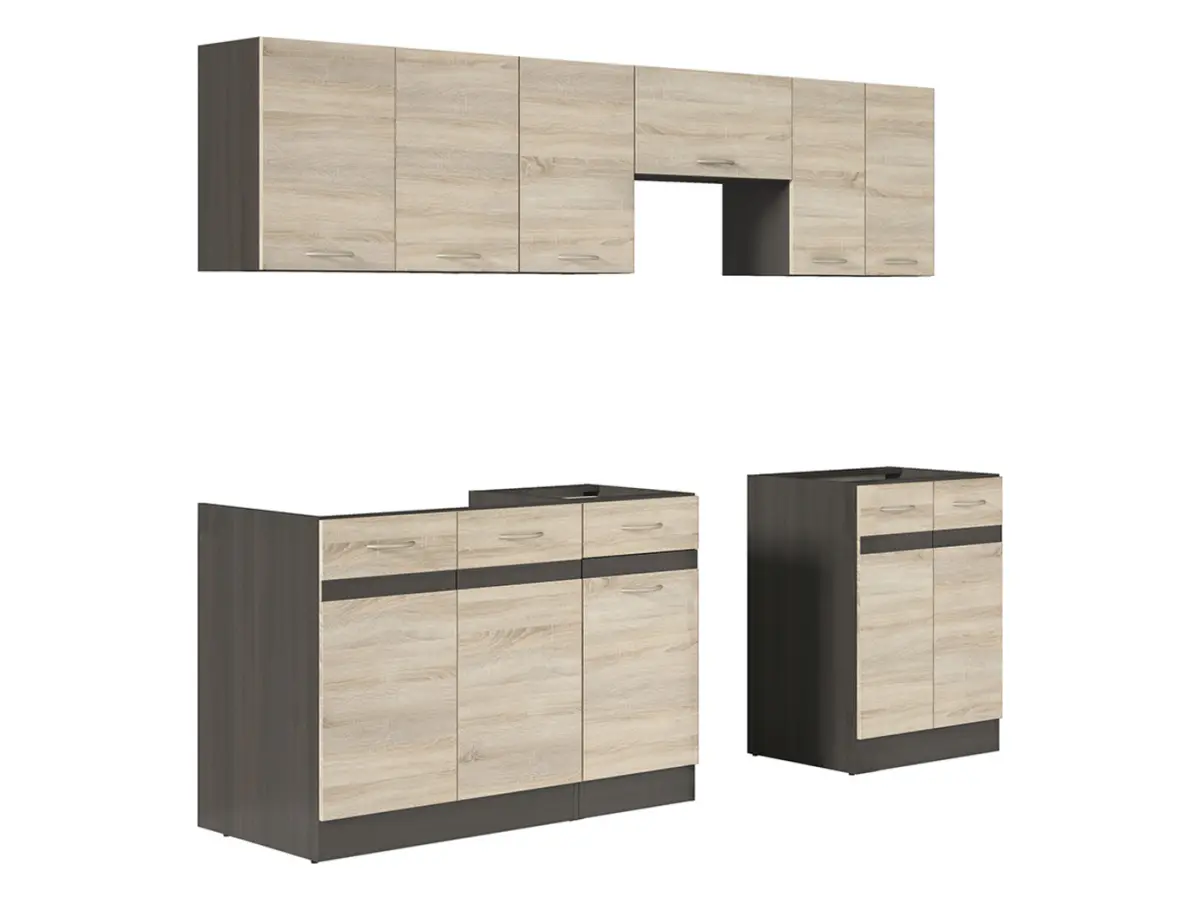 Conjunto de cocina Junona Line 240 cm roble sonoma con encimera