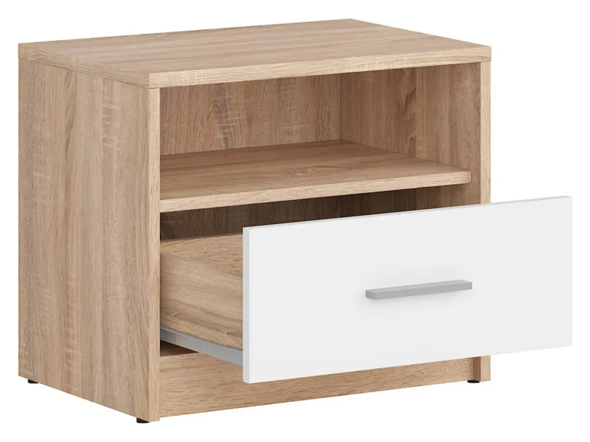 Mesita de noche Nepo Plus 49 cm con cajón roble sonoma/blanco