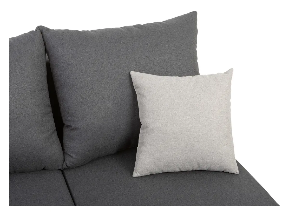 Sofá de esquina universal Laro convertible con arcón gris oscuro