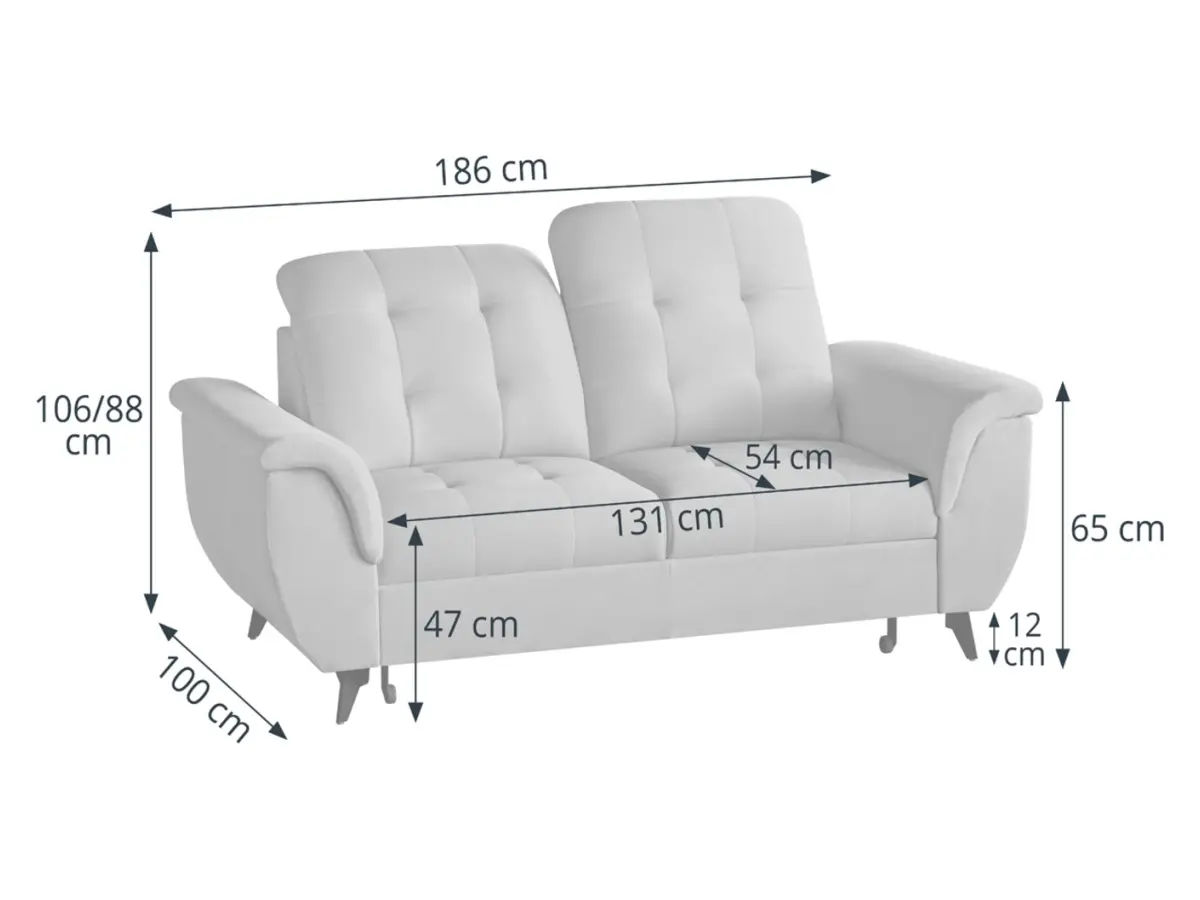 Sofá de dos plazas Doria con arcón de terciopelo gris