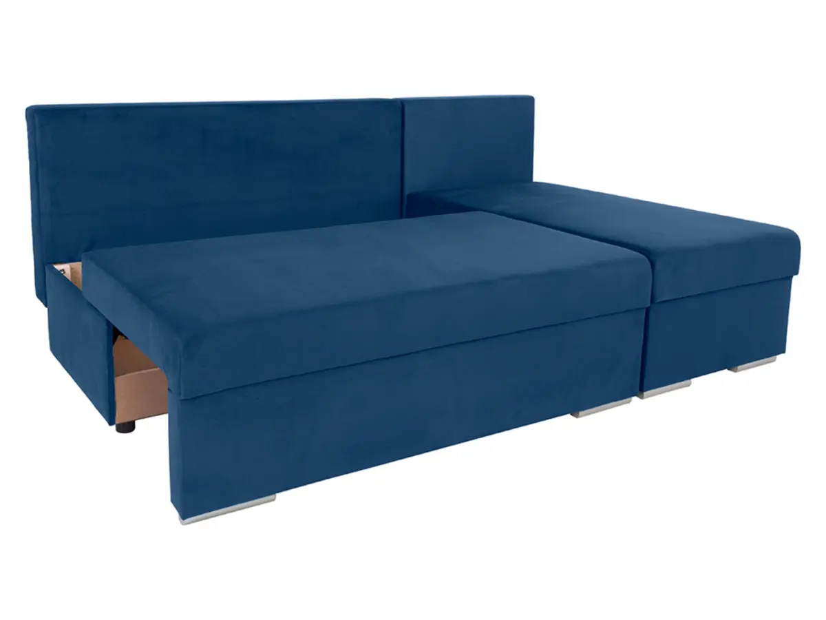 Sofá rinconera universal Laro convertible con arcón azul marino