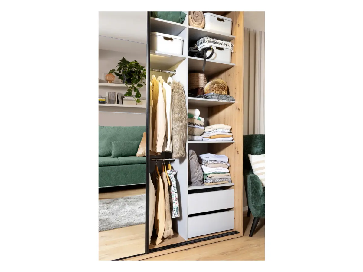 Armario corredero Flex 200 cm con espejo roble artisan