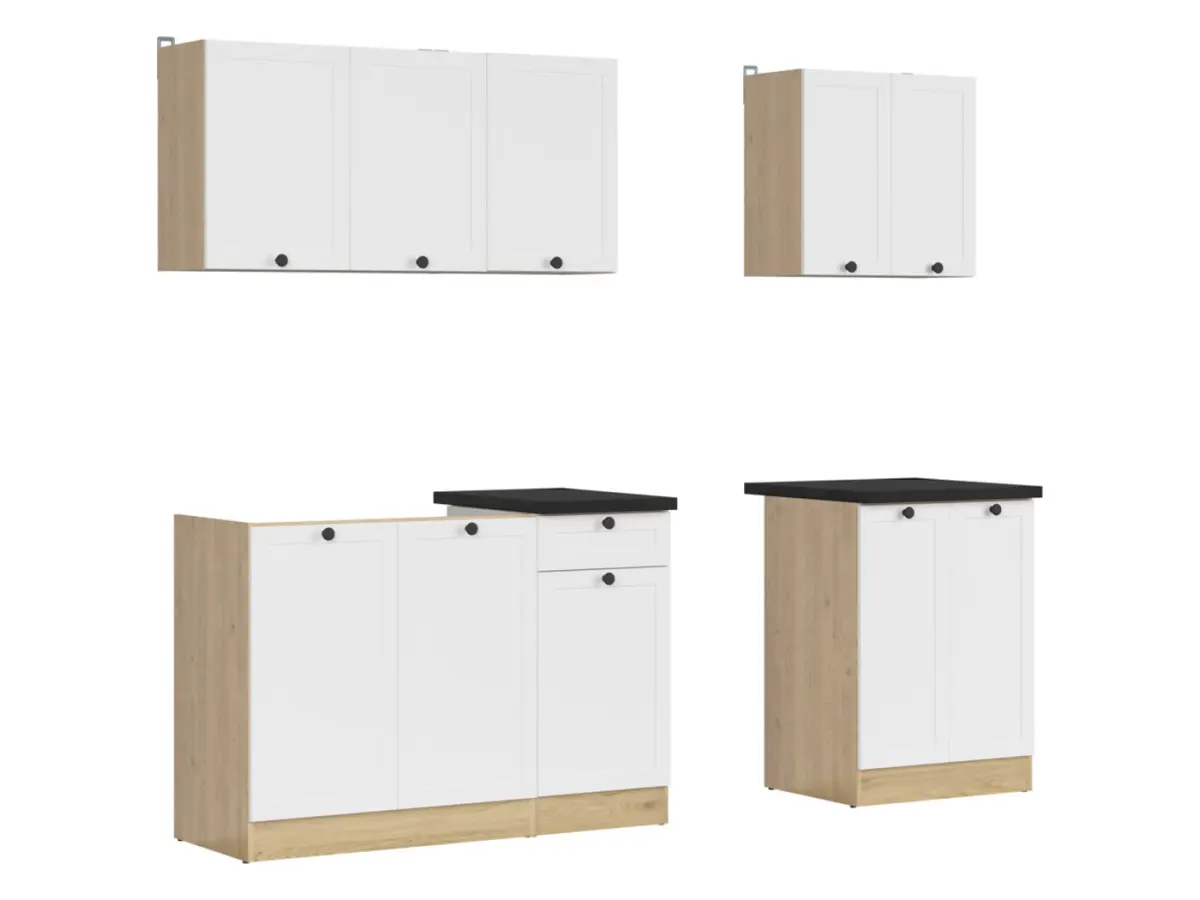 Conjunto de cocina Junona Line A 180 cm blanco con encimera