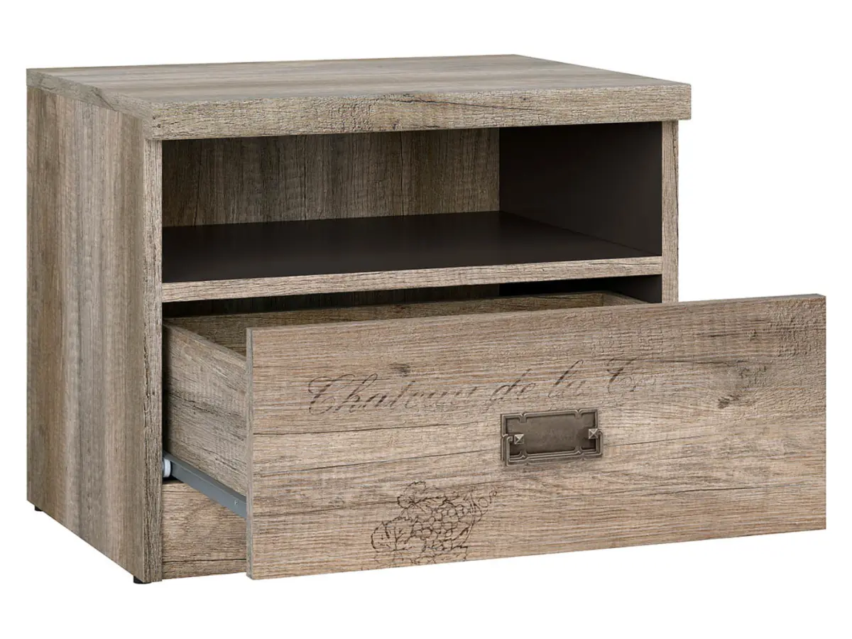 Mesita de noche Malcolm 50 cm con cajón roble canyon monument impresión