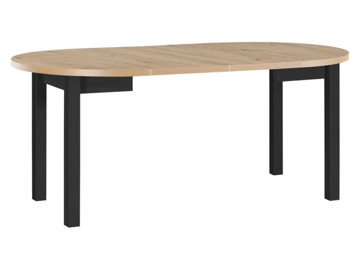 Mesa extensible redonda Balard 100-180/100 roble artisan/negro
