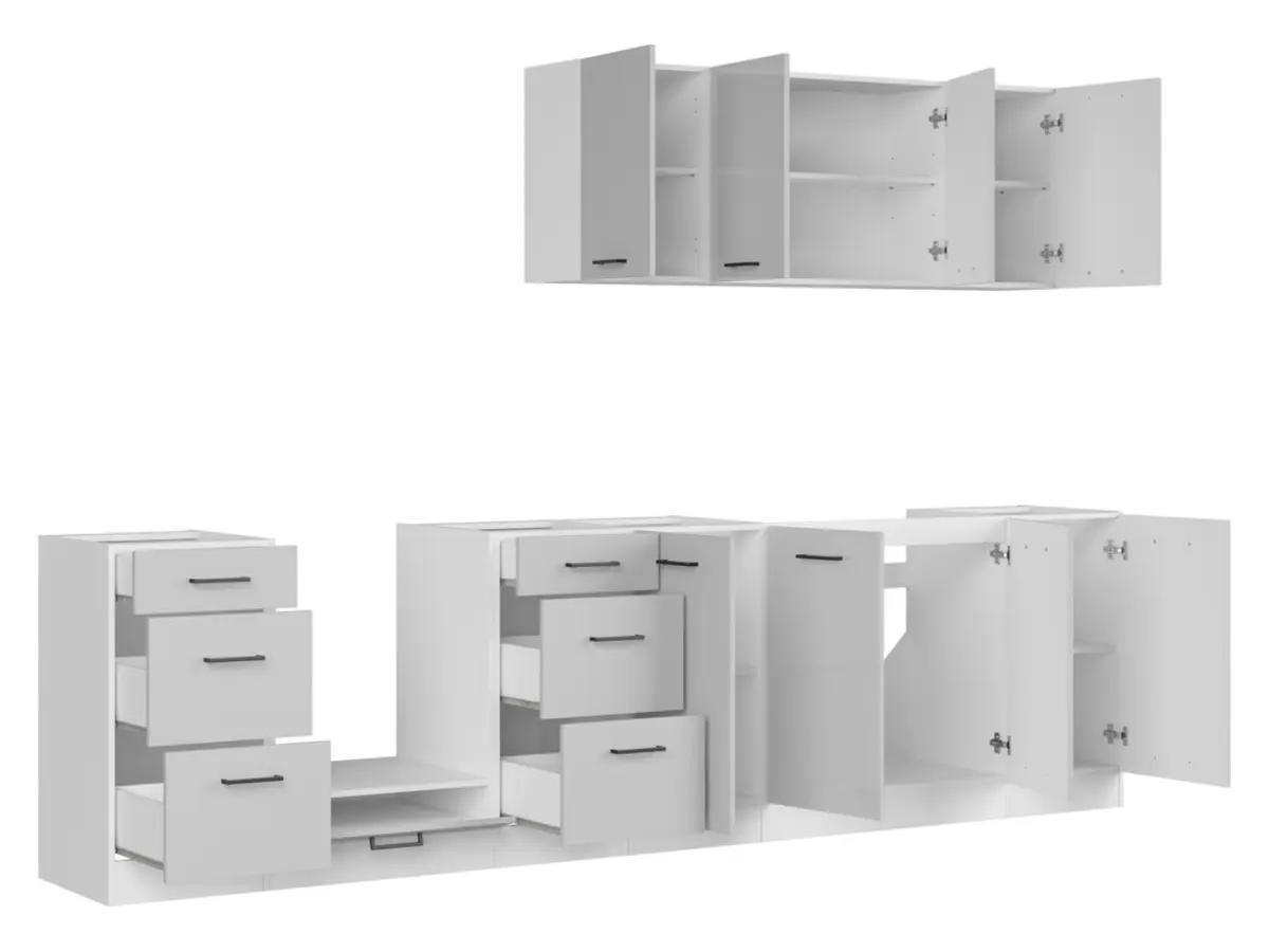 Кухонний гарнітур Junona Line 300 см світло-сірий глянець