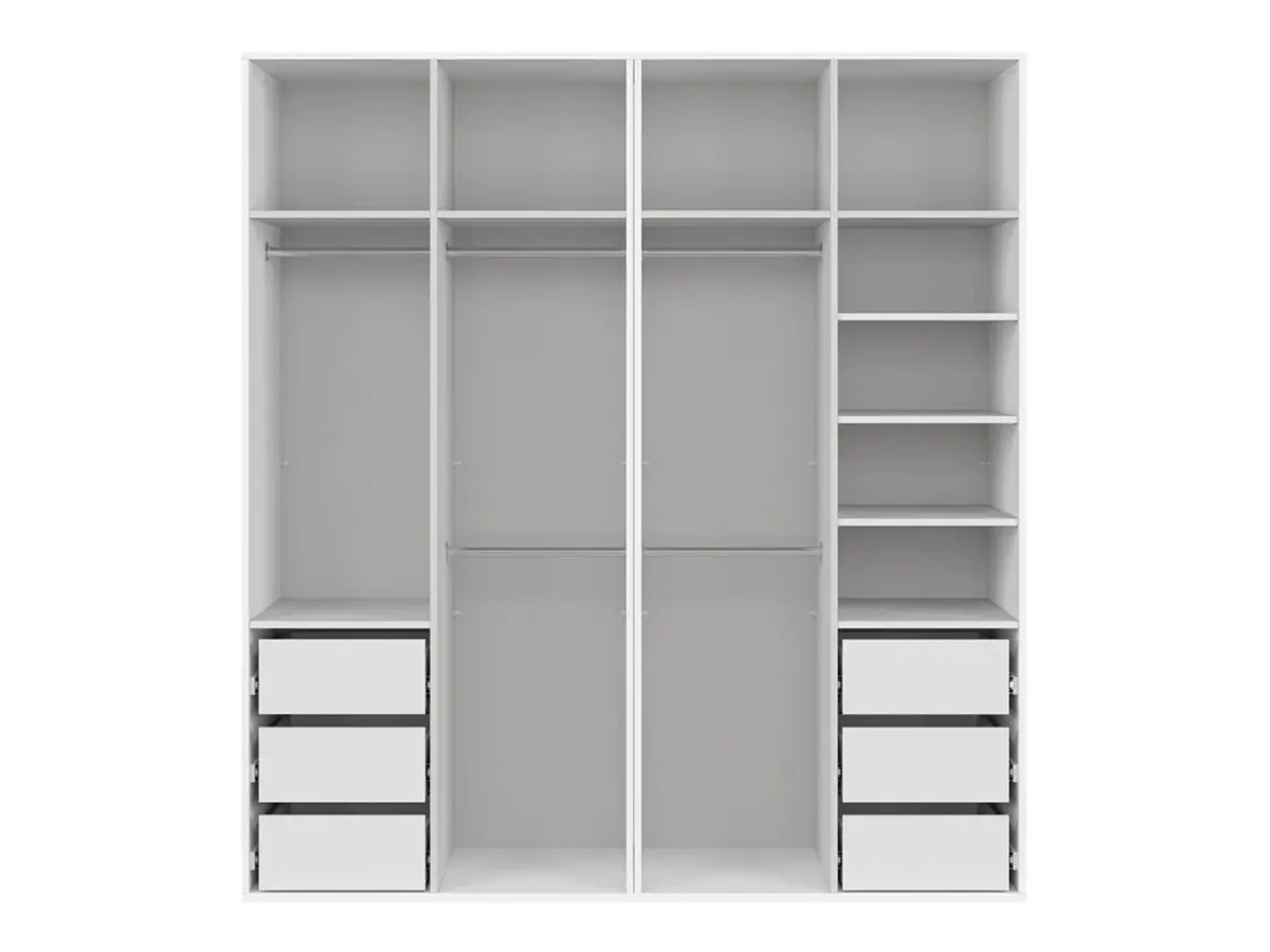 Armario modular Flex 200 cm con puertas y espejo blanco brillo