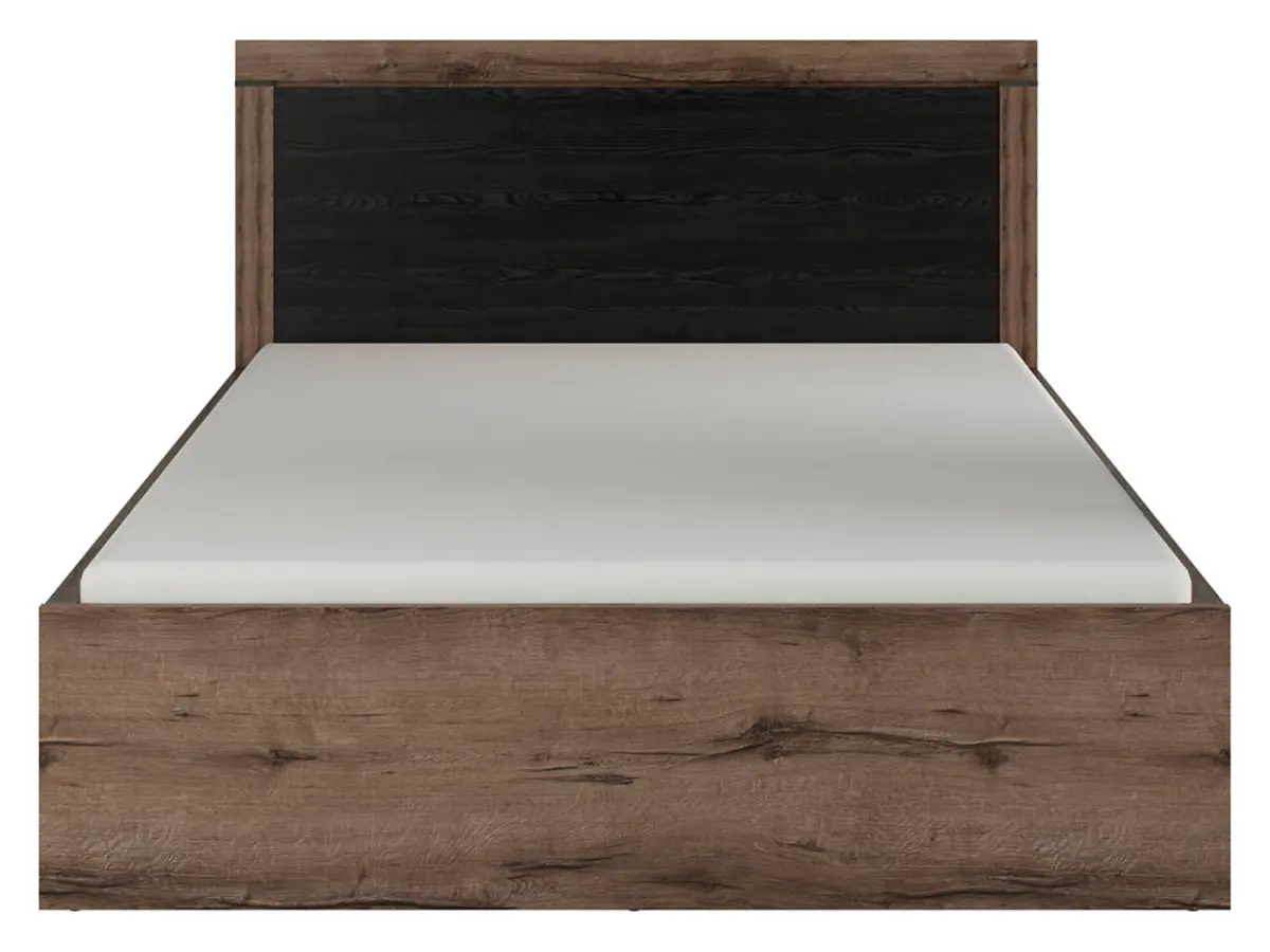 Łóżko Balin 140x200 ze stelażem i pojemnikiem dąb monastery/czarny