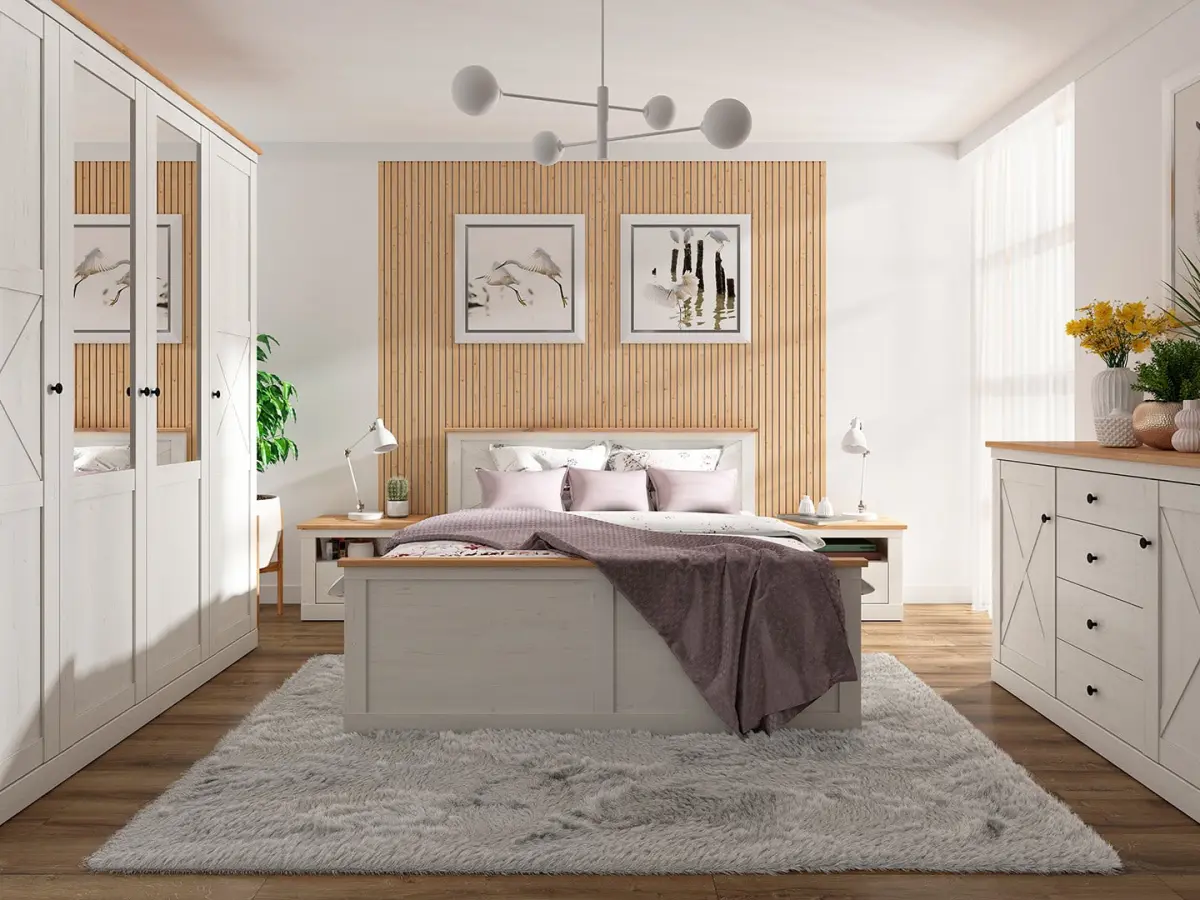 Cómoda Frija 153 cm con 2 puertas y 4 cajones pino andersen blanco