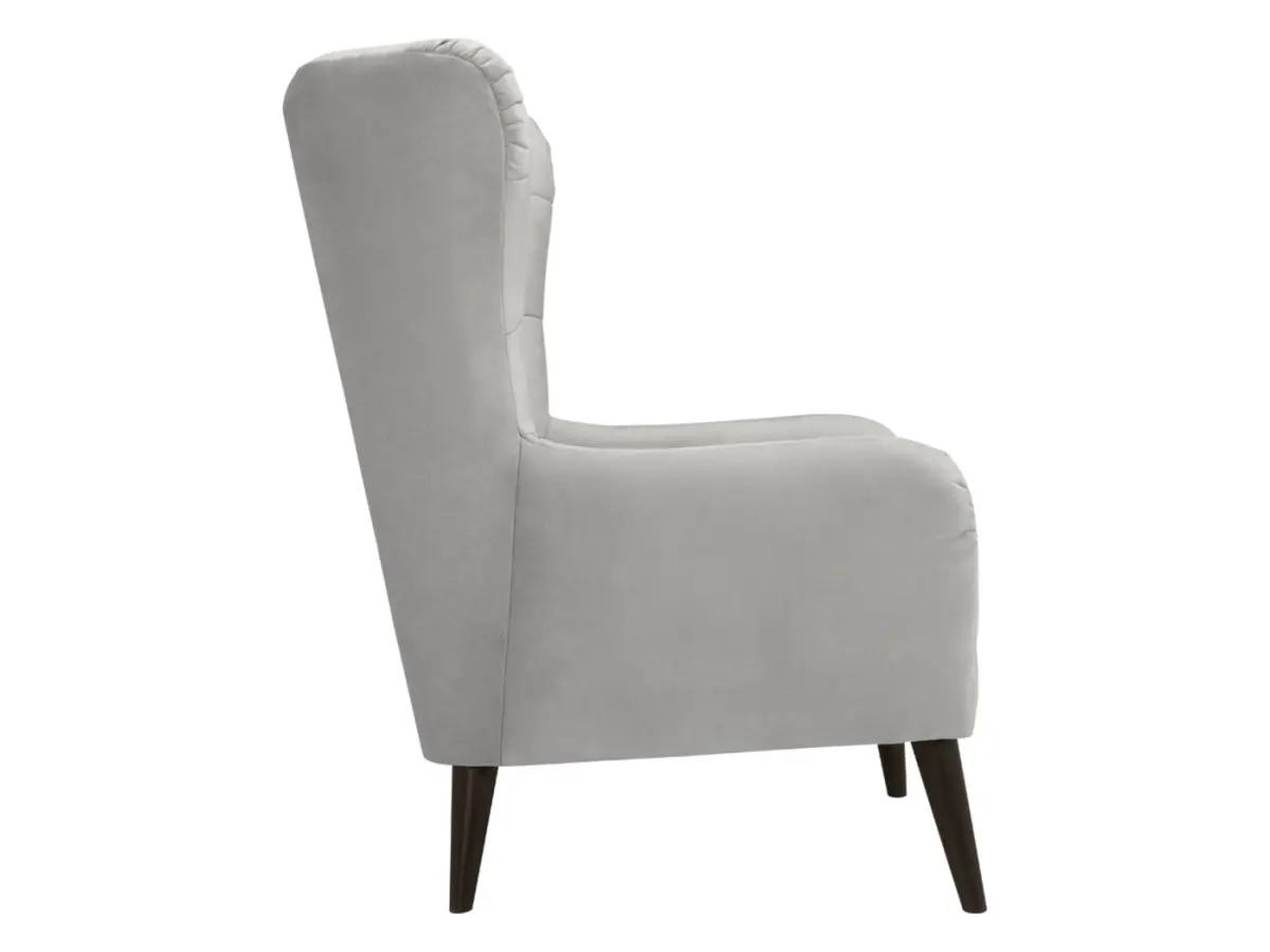 Sillón orejero Casey de terciopelo gris claro