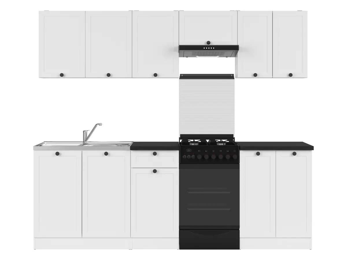 Conjunto de cocina Junona Line 230 cm blanco con encimera
