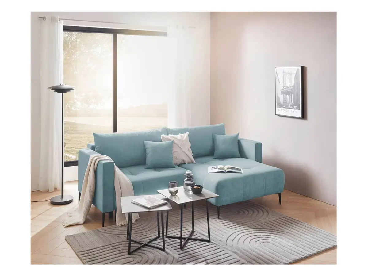 Універсальний кутовий диван Ponty розкладний з нішею м'ятний