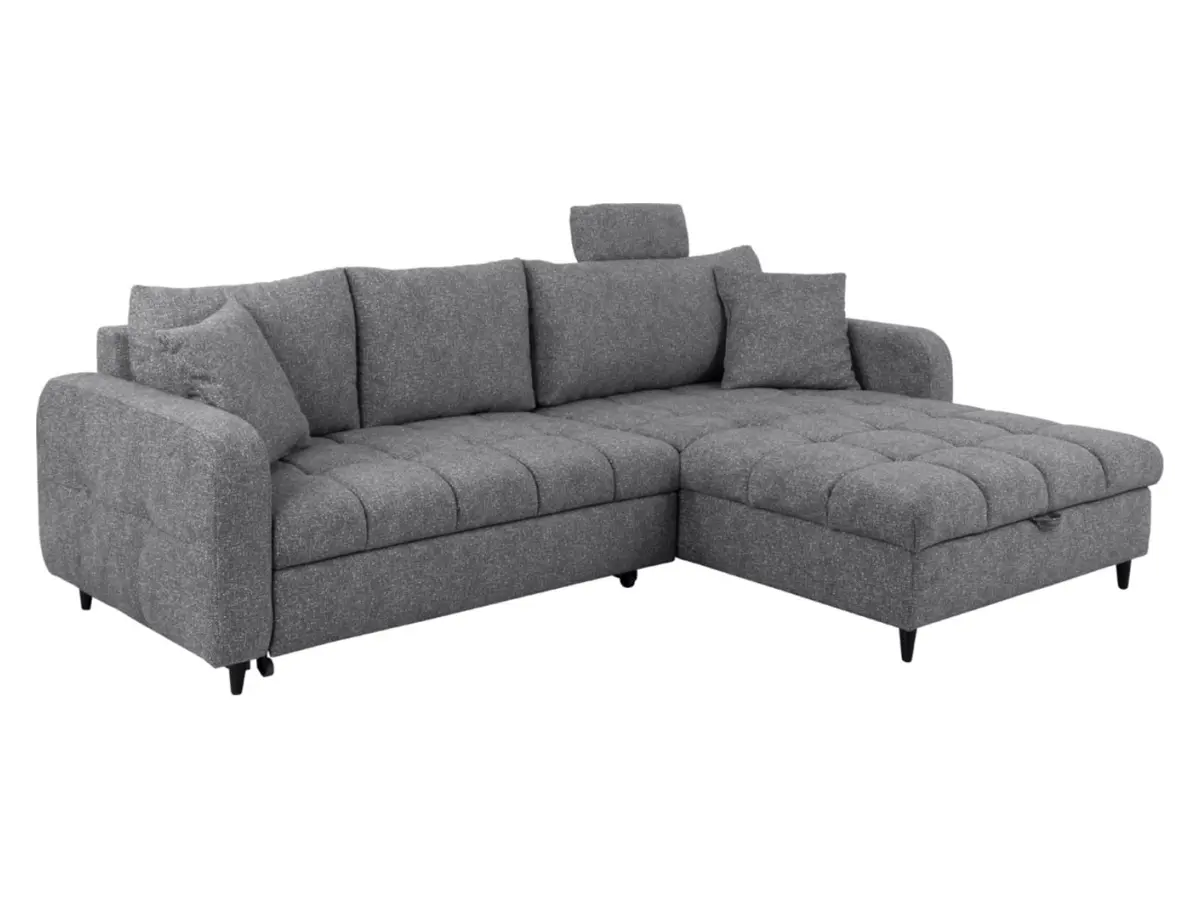 Sofá rinconera universal Twist New desplegable con arcón gris