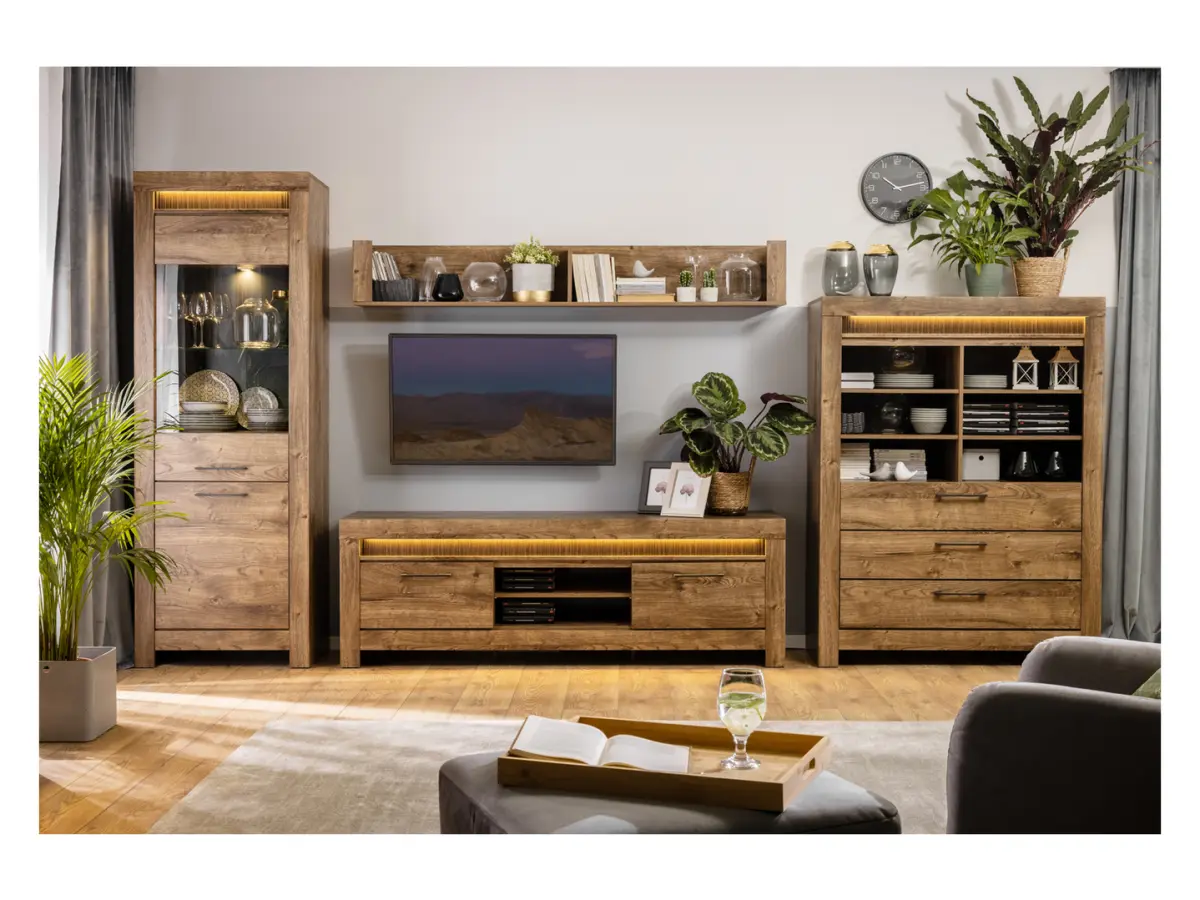 Mueble RTV Torin 180 cm con 2 puertas y estantes roble ribbeck